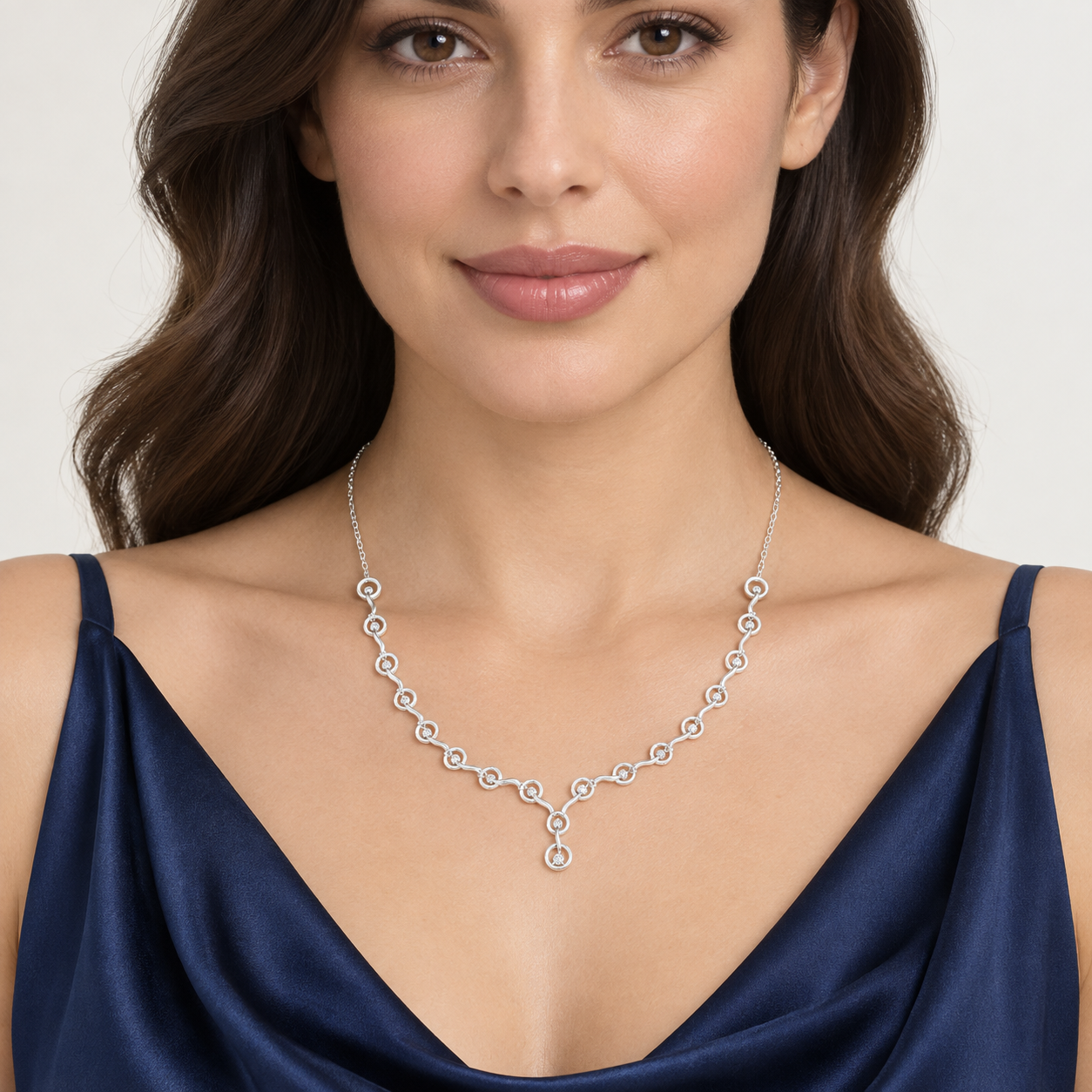 Seraphine Swirl 1.465 CT Diamond Link Y Necklace
