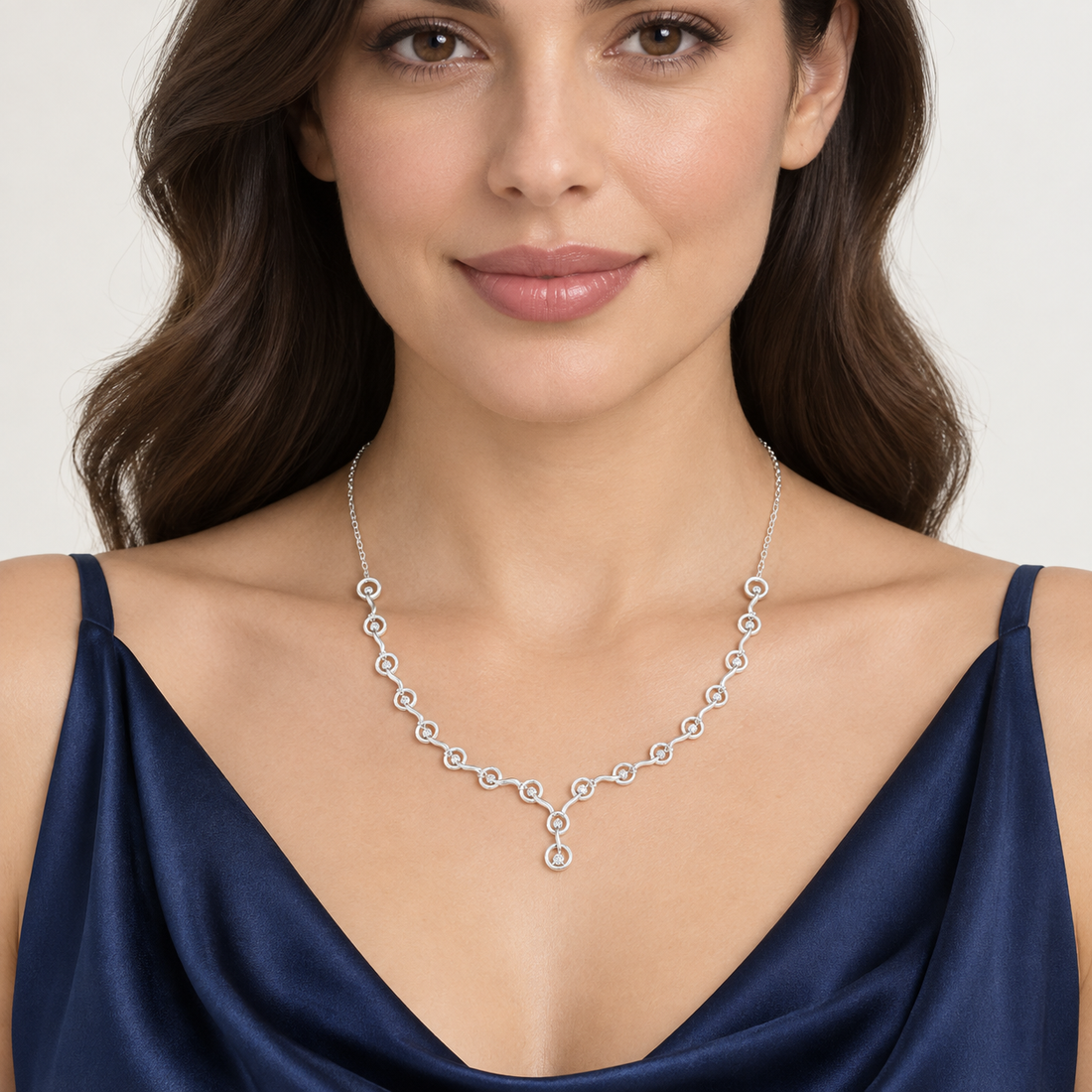 Seraphine Swirl 1.465 CT Diamond Link Y Necklace