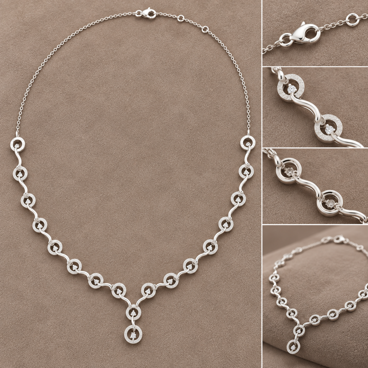 Seraphine Swirl 1.465 CT Diamond Link Y Necklace