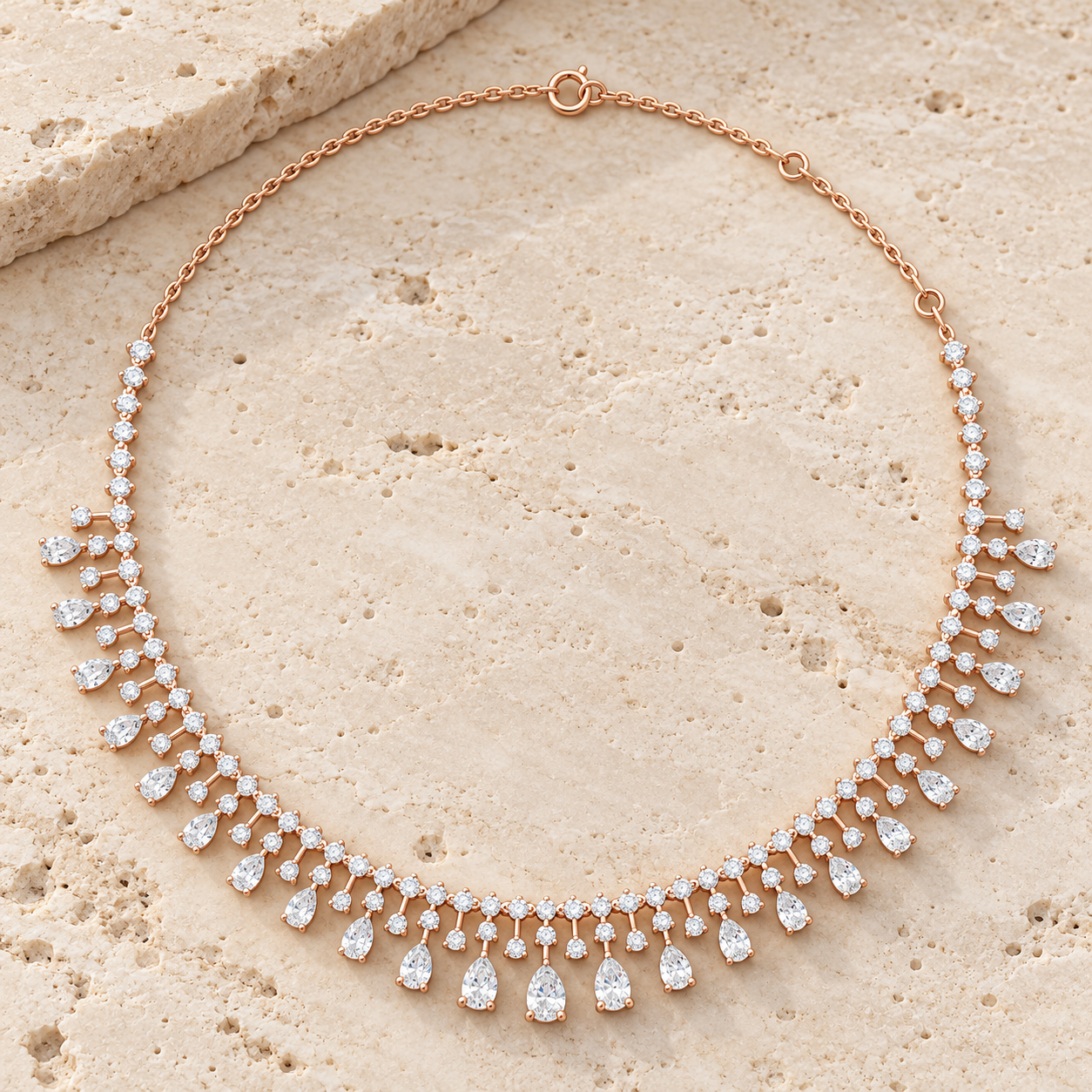Regal Rainfall 13.535 CT Pear & Round Lab-Grown Diamond Fringe Necklace