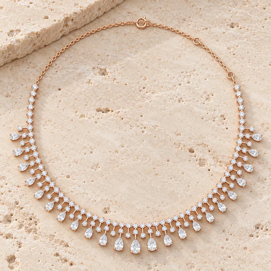 Regal Rainfall 13.535 CT Pear & Round Lab-Grown Diamond Fringe Necklace