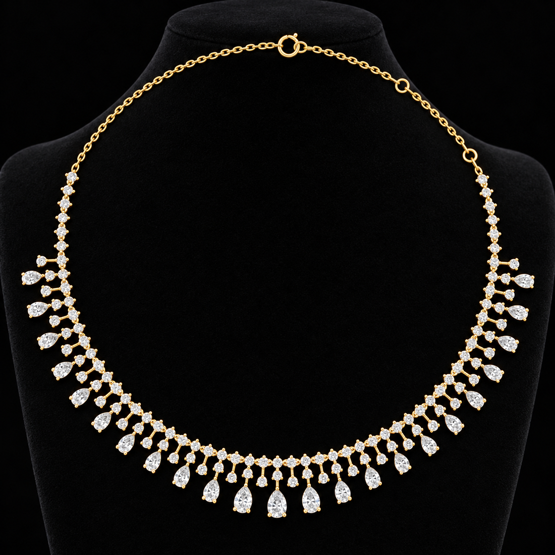 Regal Rainfall 13.535 CT Pear & Round Lab-Grown Diamond Fringe Necklace