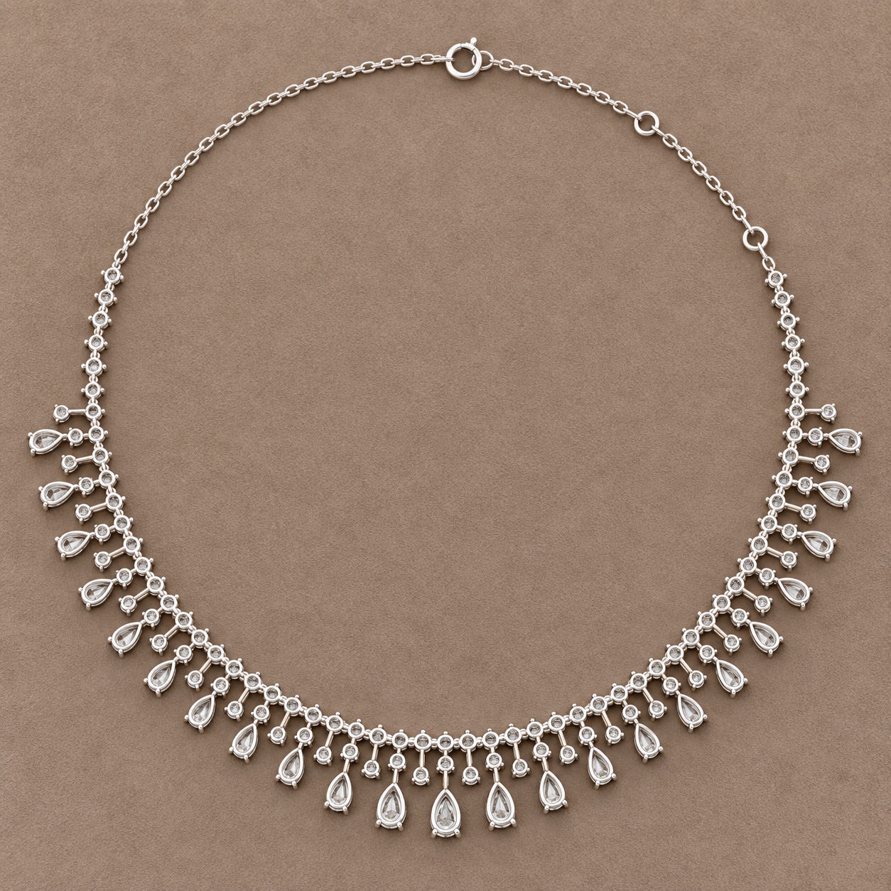 Regal Rainfall 13.535 CT Pear & Round Lab-Grown Diamond Fringe Necklace