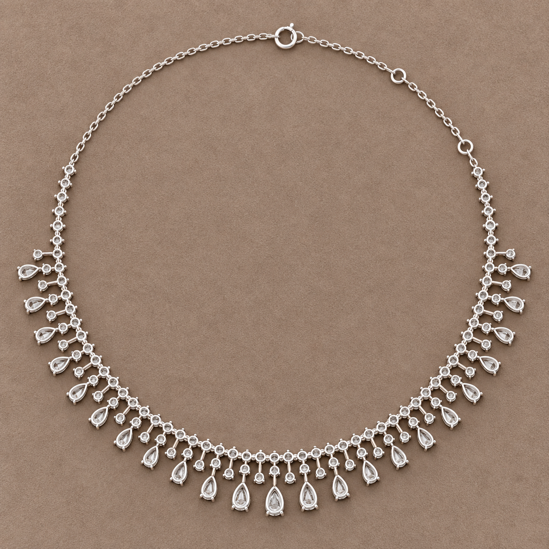 Regal Rainfall 13.535 CT Pear & Round Lab-Grown Diamond Fringe Necklace