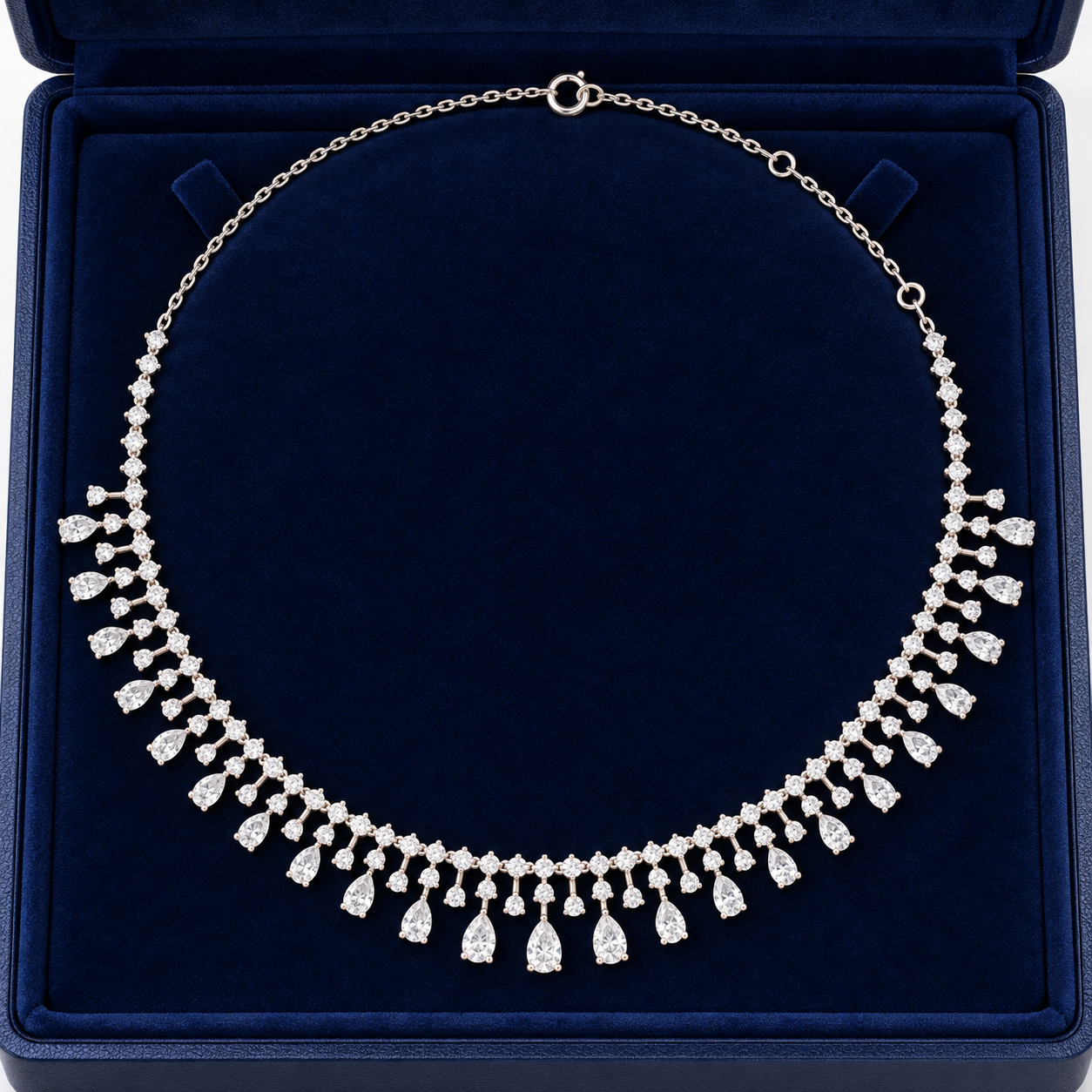 Regal Rainfall 13.535 CT Pear & Round Lab-Grown Diamond Fringe Necklace