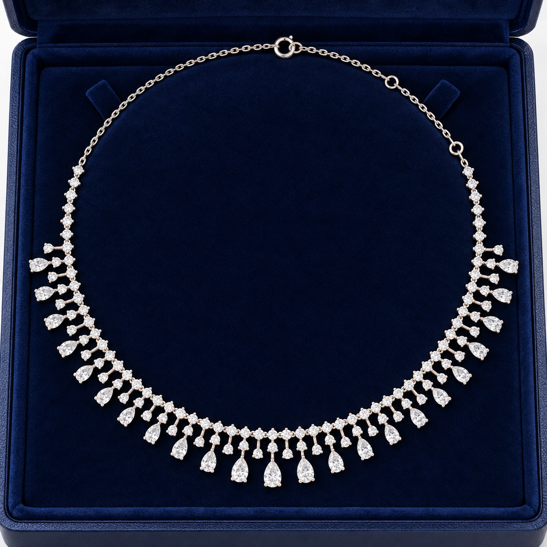 Regal Rainfall 13.535 CT Pear & Round Lab-Grown Diamond Fringe Necklace