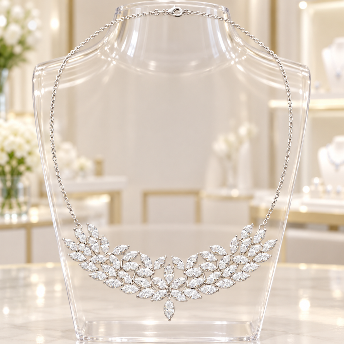 Enchanted Wings 4.24 CT Lab-Grown Diamond Butterfly Statement Necklace