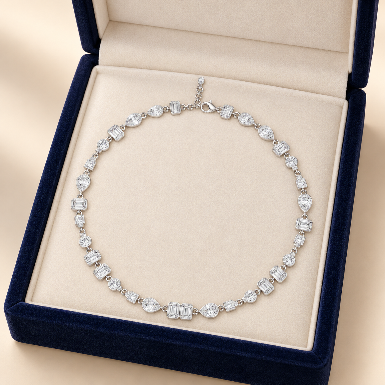 Mosaic Majesty 5.49 CT Multi-Shape Lab-Grown Diamond Bezel Necklace