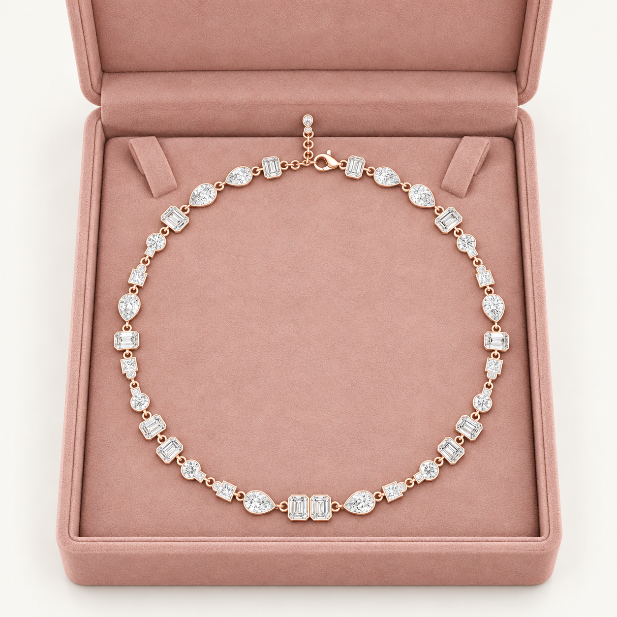 Mosaic Majesty 5.49 CT Multi-Shape Lab-Grown Diamond Bezel Necklace