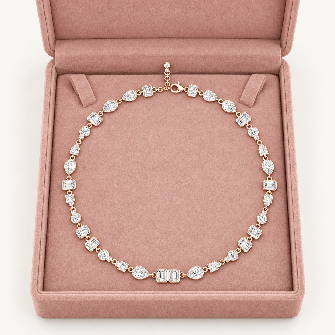 Mosaic Majesty 5.49 CT Multi-Shape Lab-Grown Diamond Bezel Necklace