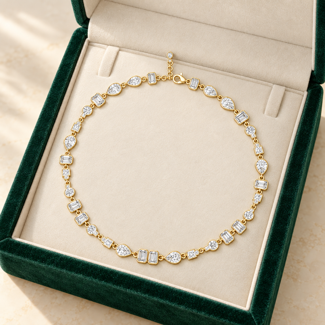Mosaic Majesty 5.49 CT Multi-Shape Lab-Grown Diamond Bezel Necklace