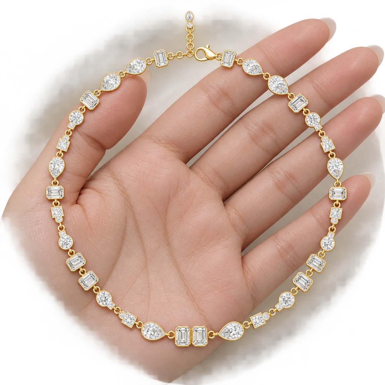Mosaic Majesty 5.49 CT Multi-Shape Lab-Grown Diamond Bezel Necklace