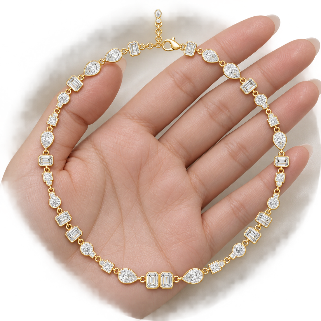 Mosaic Majesty 5.49 CT Multi-Shape Lab-Grown Diamond Bezel Necklace