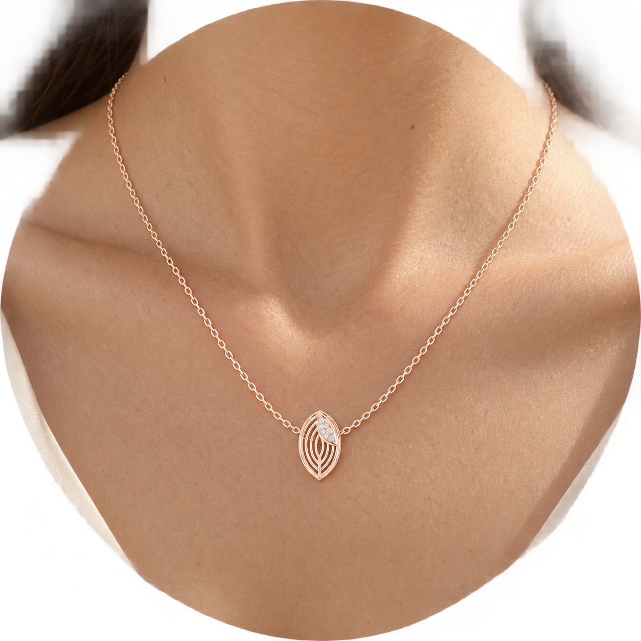 Whispering Leaf Diamond Pendant Necklace 9K, 14K or 18K gold — a dainty nature-inspired gift .