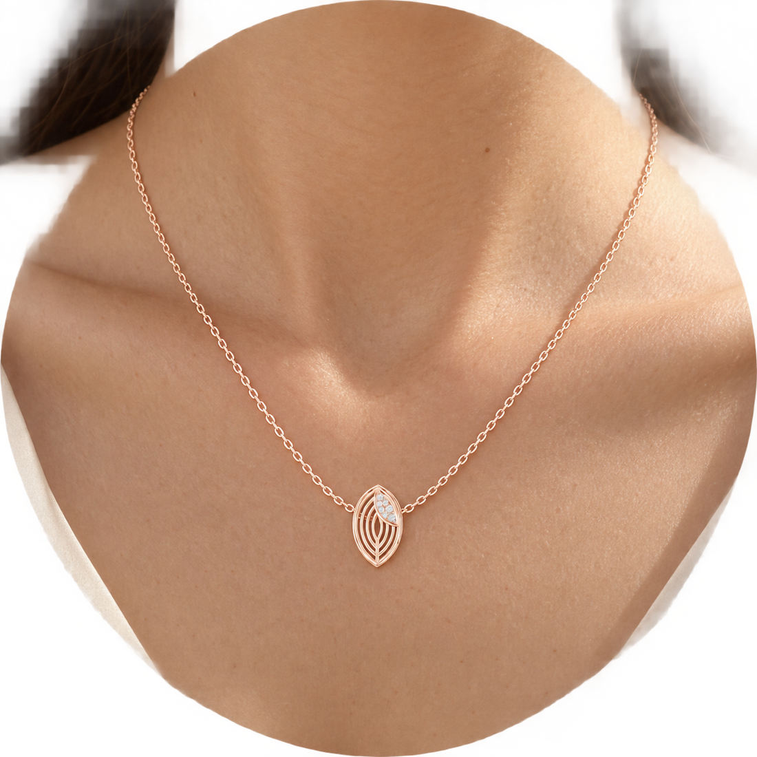 Whispering Leaf Diamond Pendant Necklace 9K, 14K or 18K gold — a dainty nature-inspired gift .