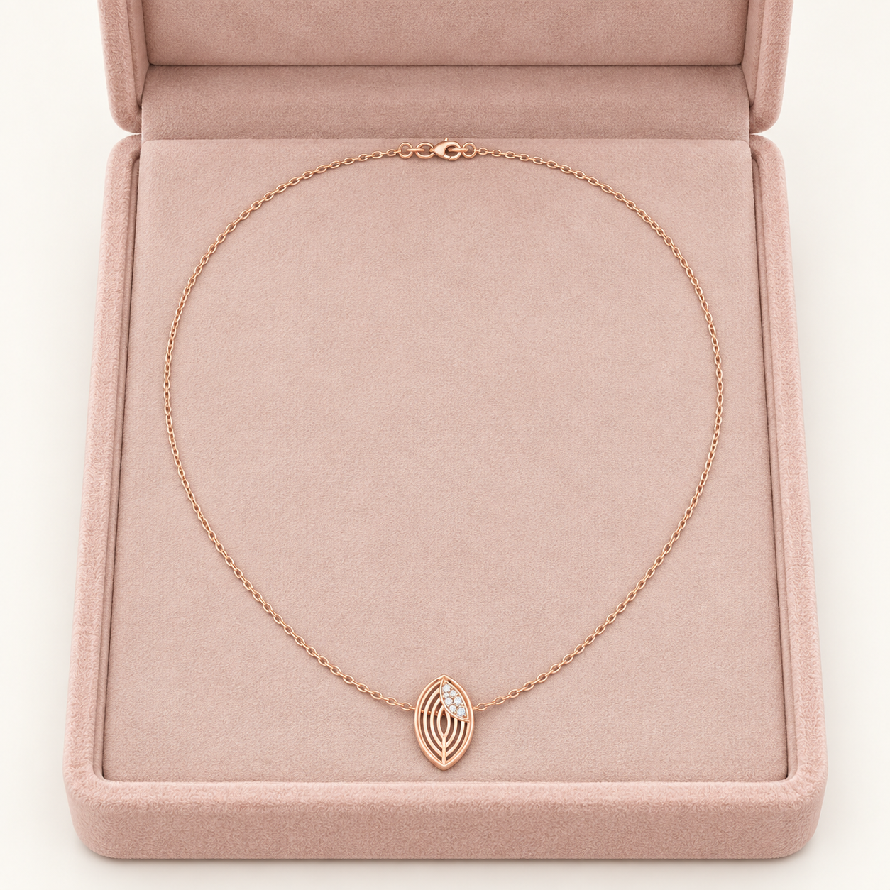Whispering Leaf Diamond Pendant Necklace 9K, 14K or 18K gold — a dainty nature-inspired gift .