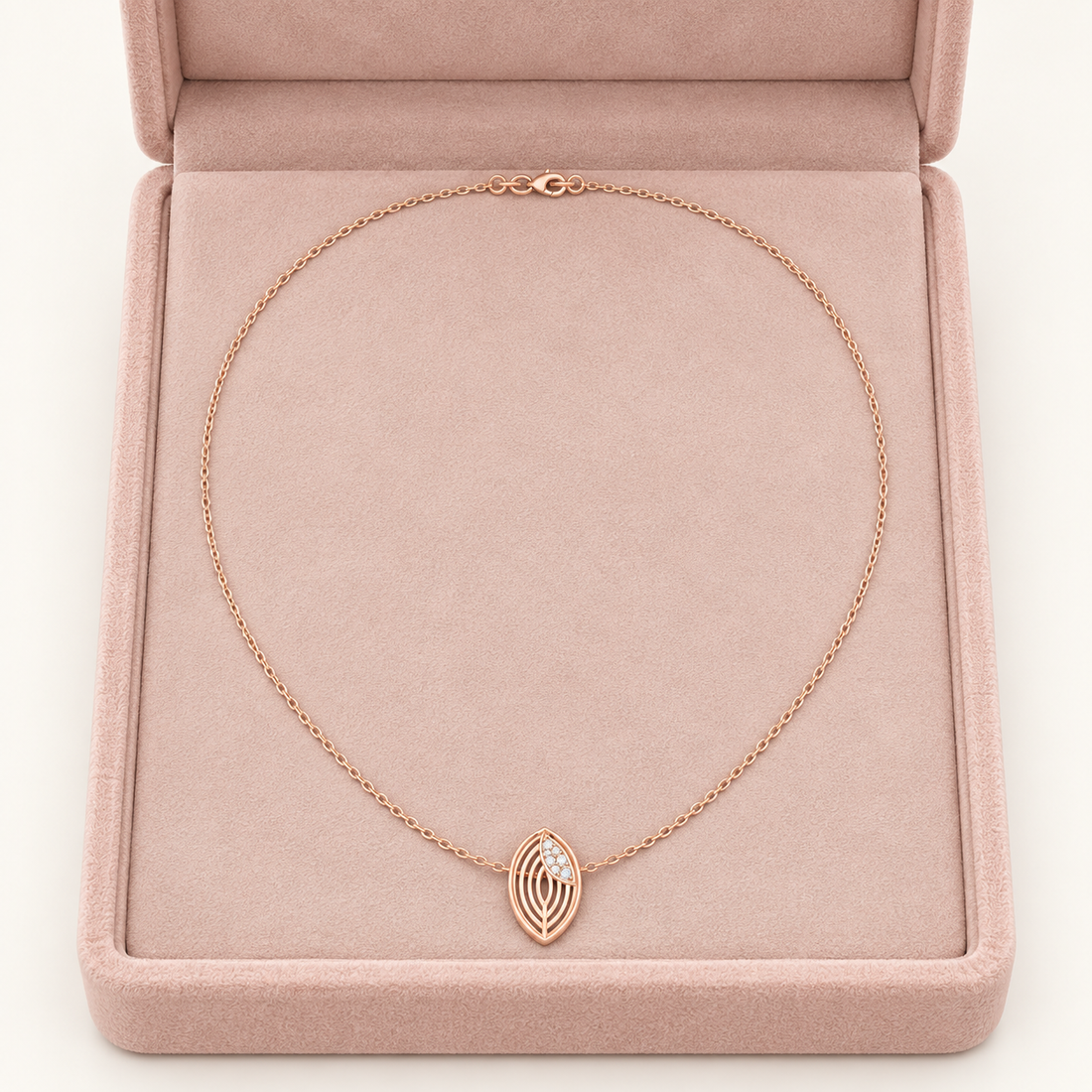 Whispering Leaf Diamond Pendant Necklace 9K, 14K or 18K gold — a dainty nature-inspired gift .
