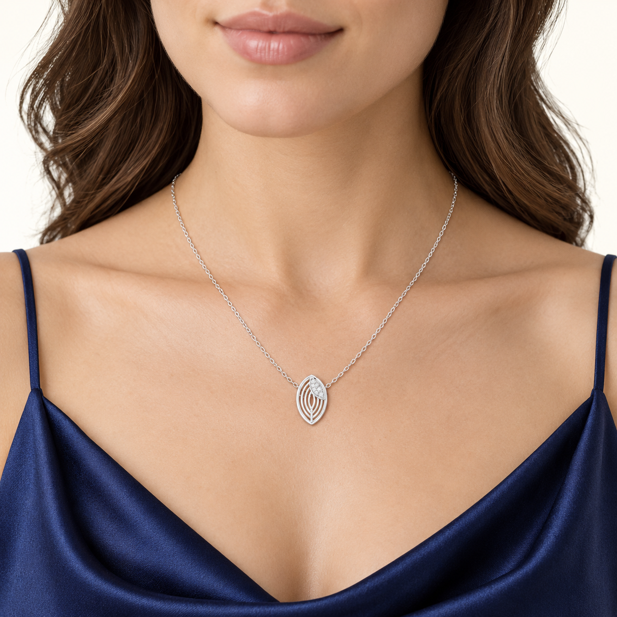 Whispering Leaf Diamond Pendant Necklace 9K, 14K or 18K gold — a dainty nature-inspired gift .