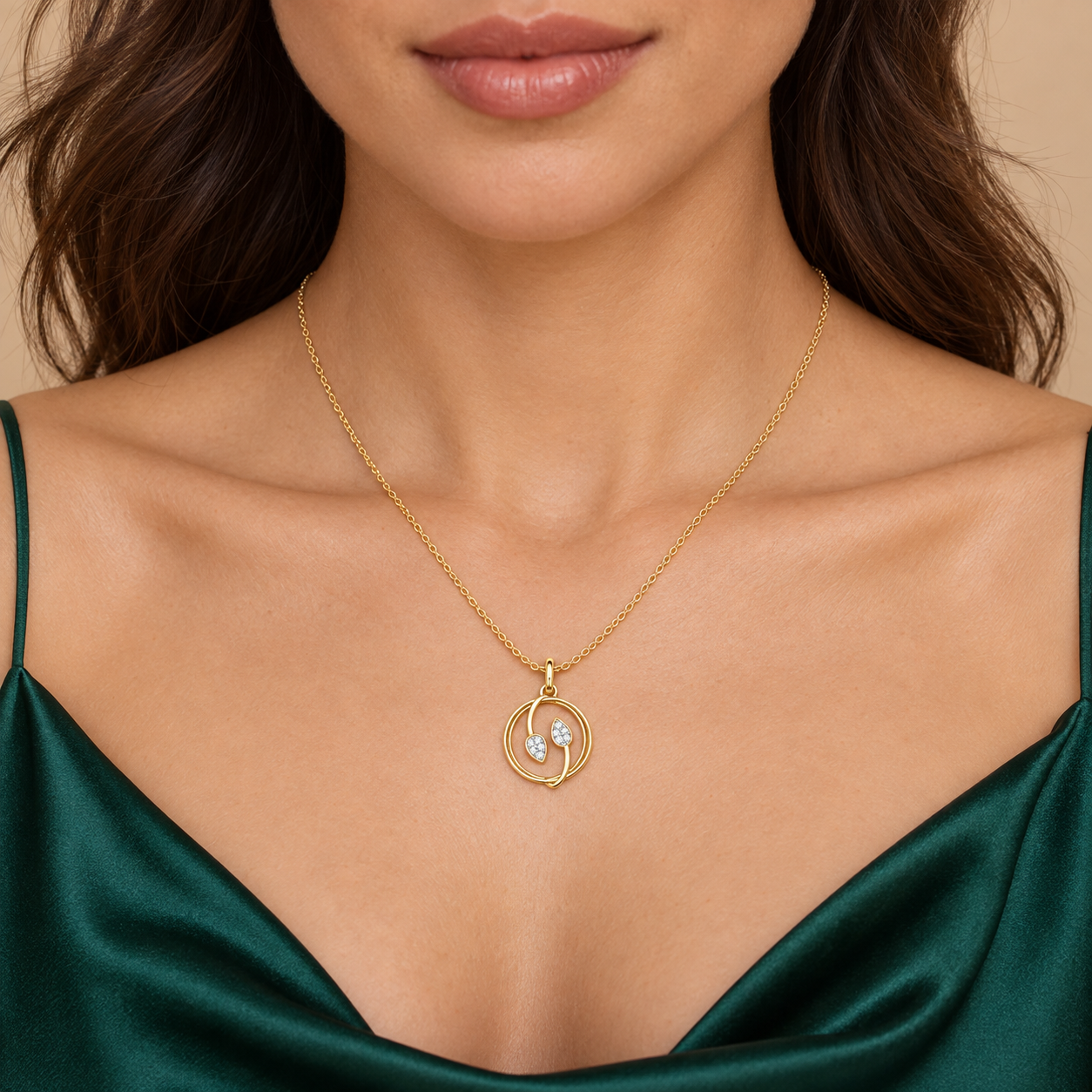 0.094 CTW Leaf Diamond Pendant Necklace in 14K & 18K Gold