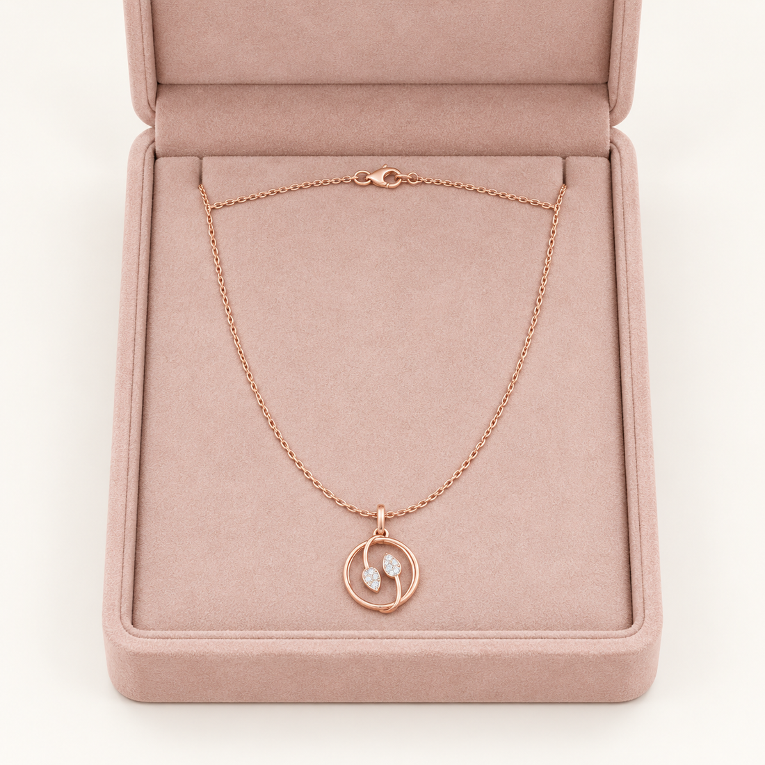 0.094 CTW Leaf Diamond Pendant Necklace in 14K & 18K Gold