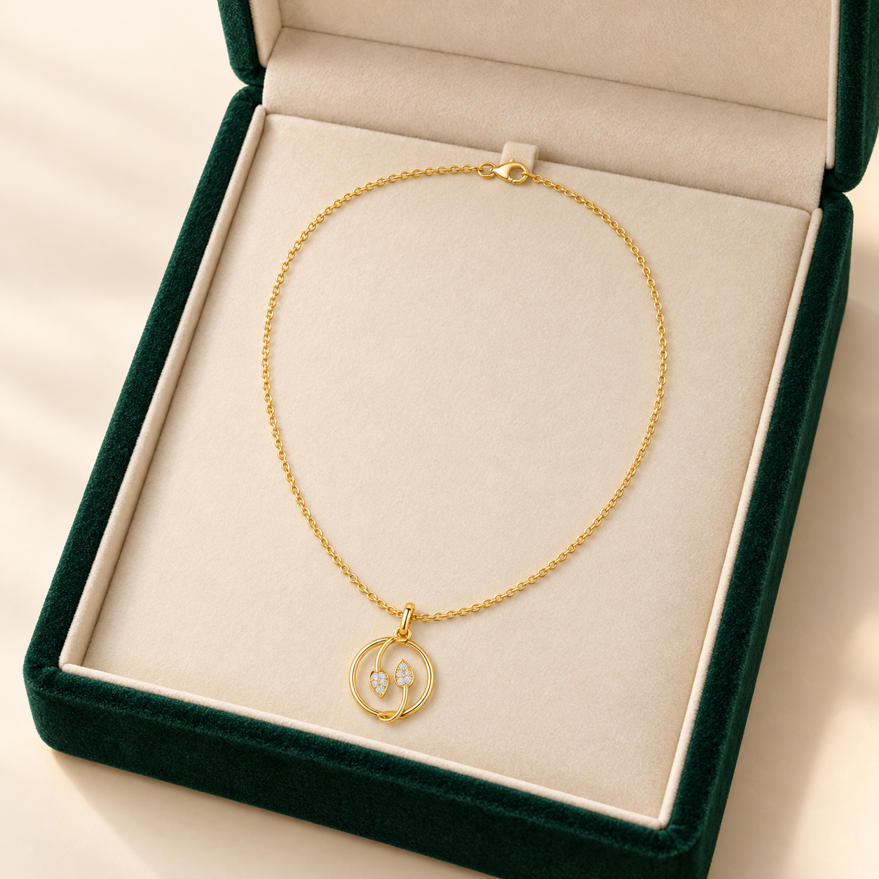 0.094 CTW Leaf Diamond Pendant Necklace in 14K & 18K Gold