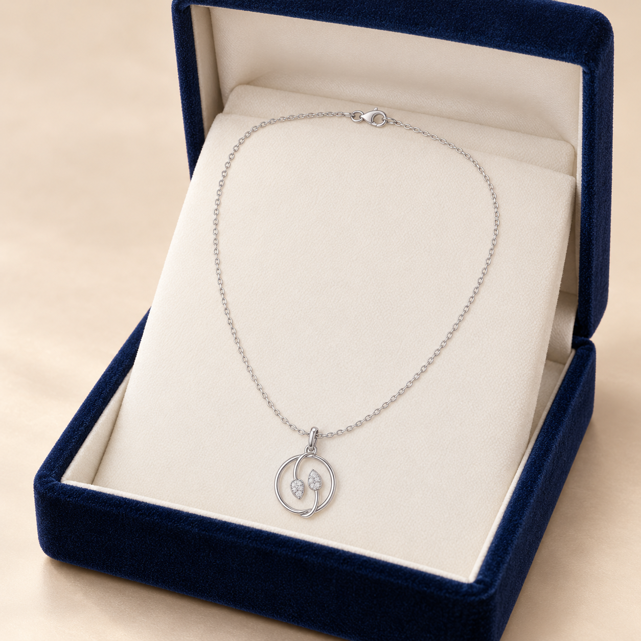 0.094 CTW Leaf Diamond Pendant Necklace in 14K & 18K Gold