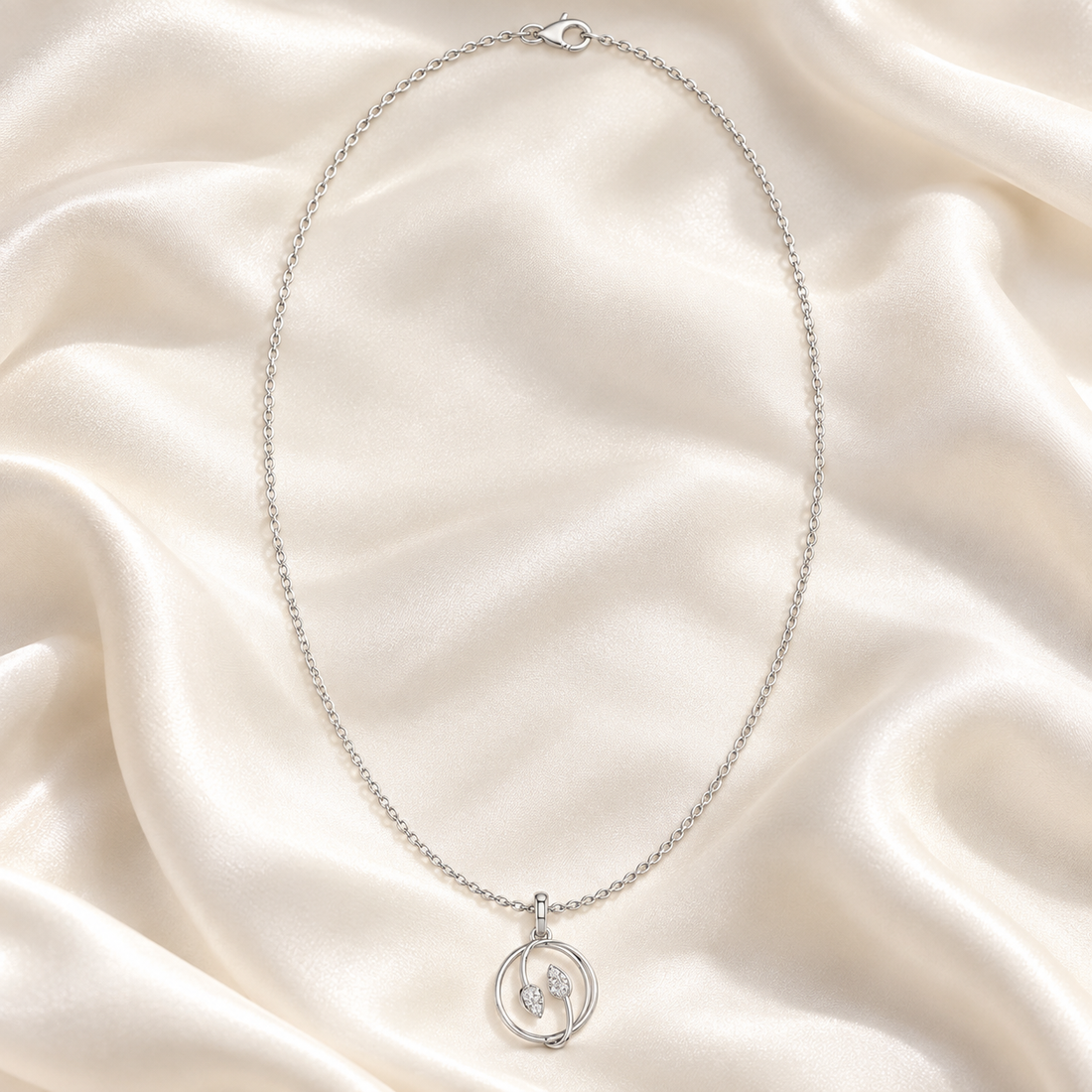 0.094 CTW Leaf Diamond Pendant Necklace in 14K & 18K Gold