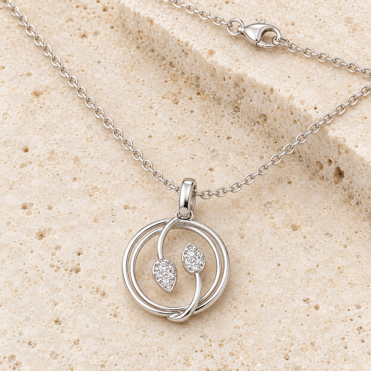 0.094 CTW Leaf Diamond Pendant Necklace in 14K & 18K Gold
