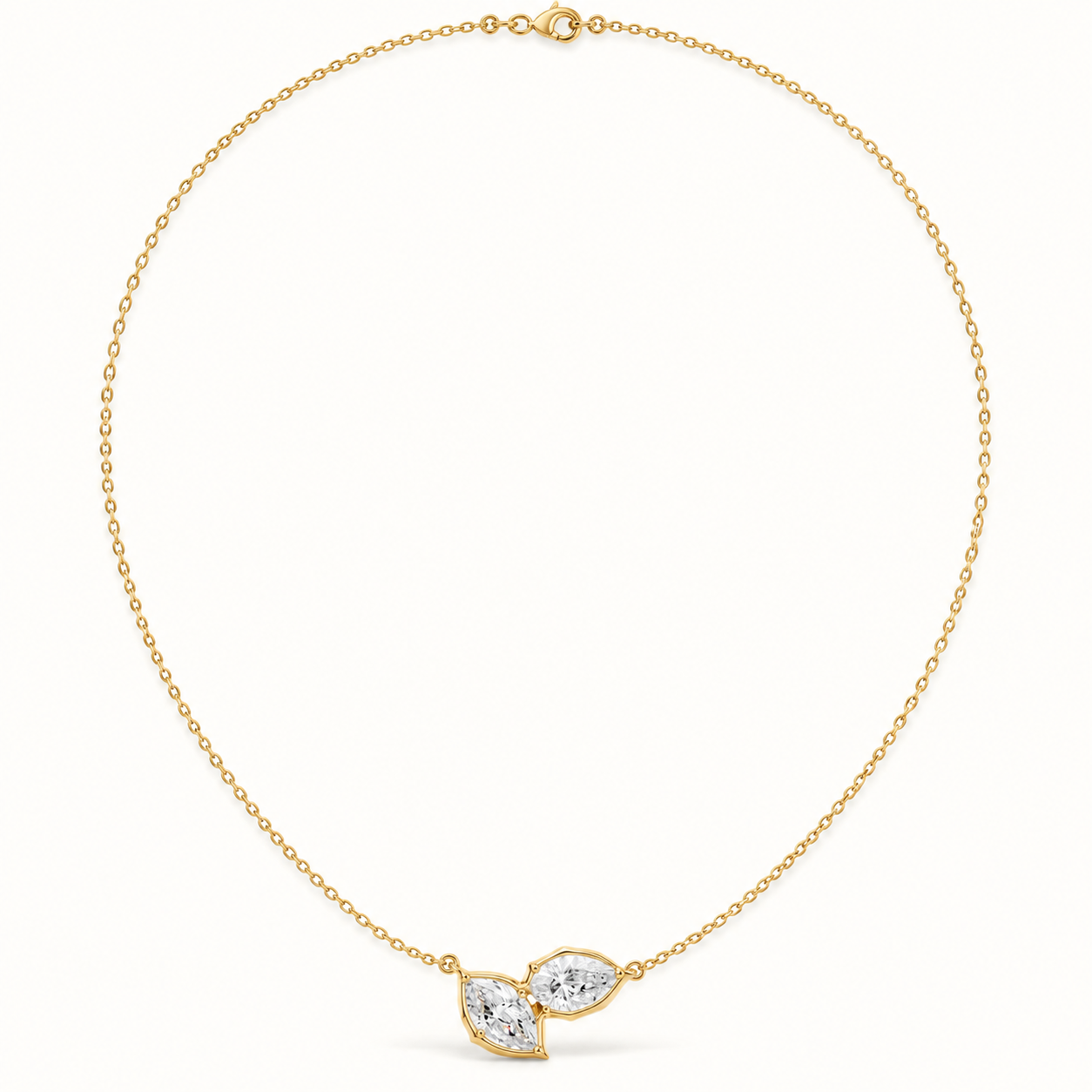 Pear & Marquise Diamond Leaf Pendant in 14K & 18K Gold