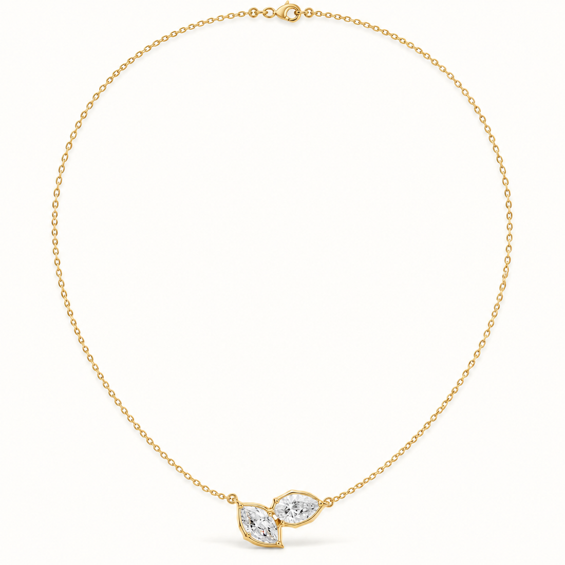 Pear & Marquise Diamond Leaf Pendant in 14K & 18K Gold