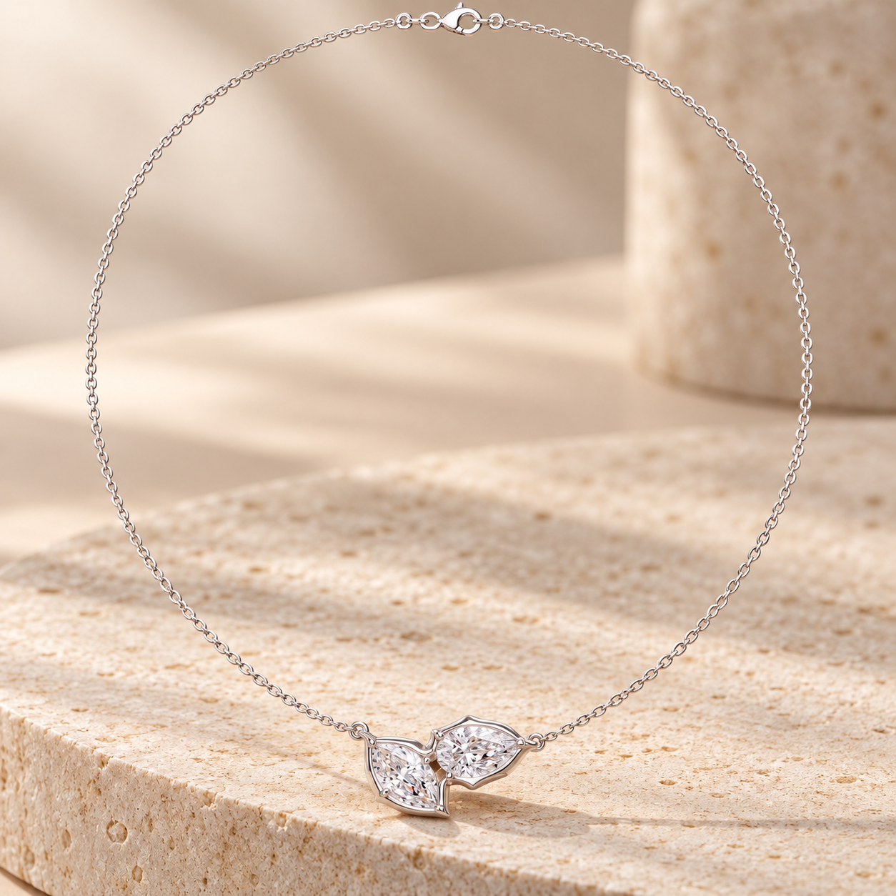 Pear & Marquise Diamond Leaf Pendant in 14K & 18K Gold