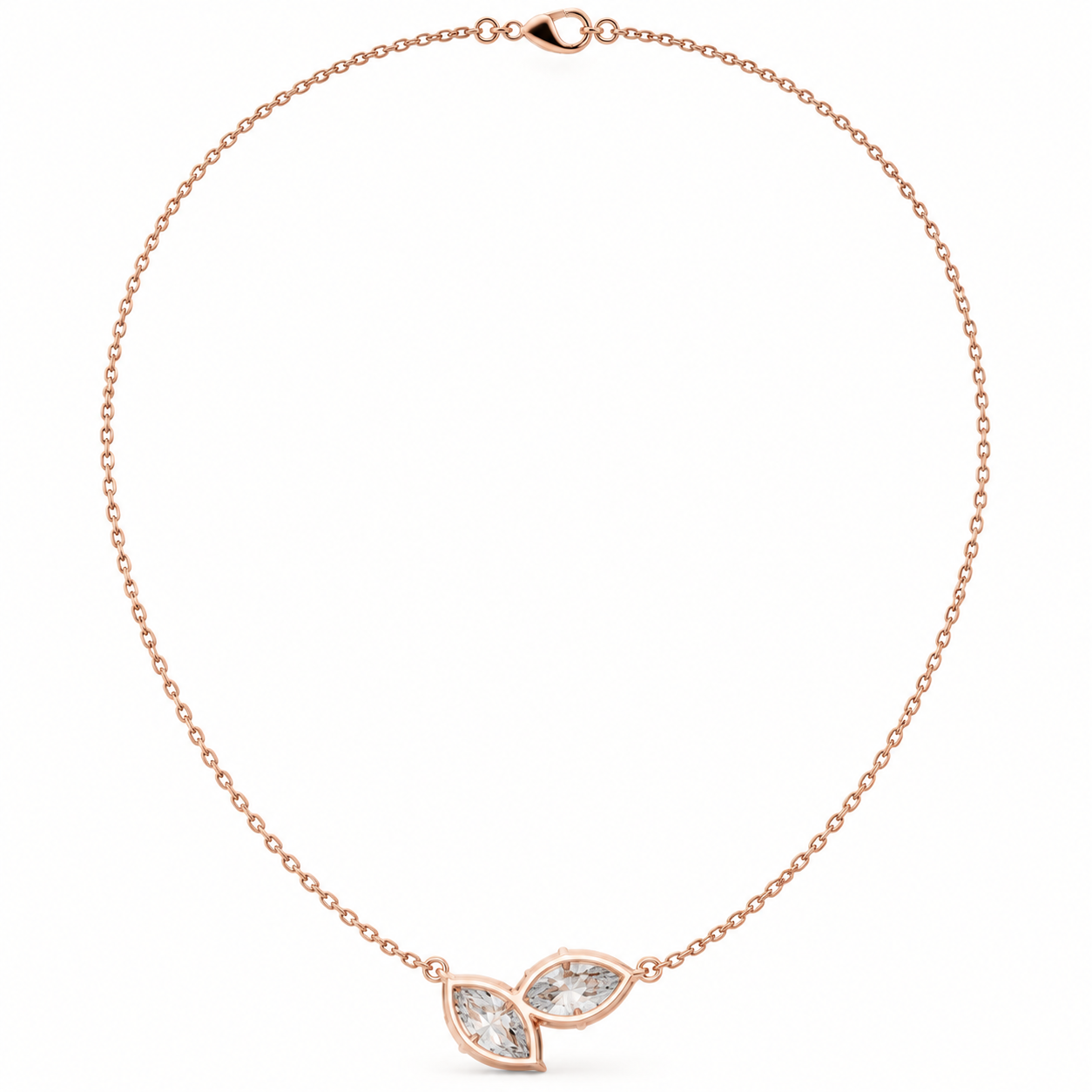 Pear & Marquise Diamond Leaf Pendant in 14K & 18K Gold