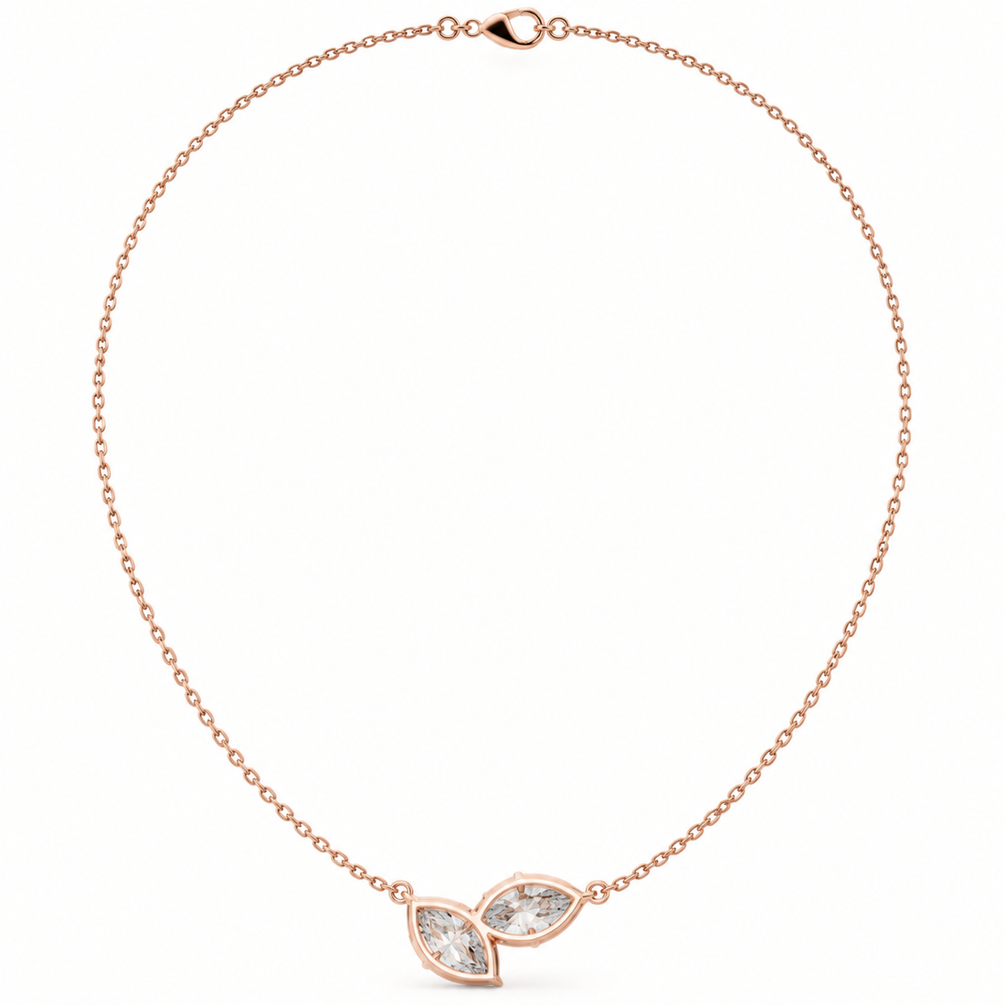 Pear & Marquise Diamond Leaf Pendant in 14K & 18K Gold