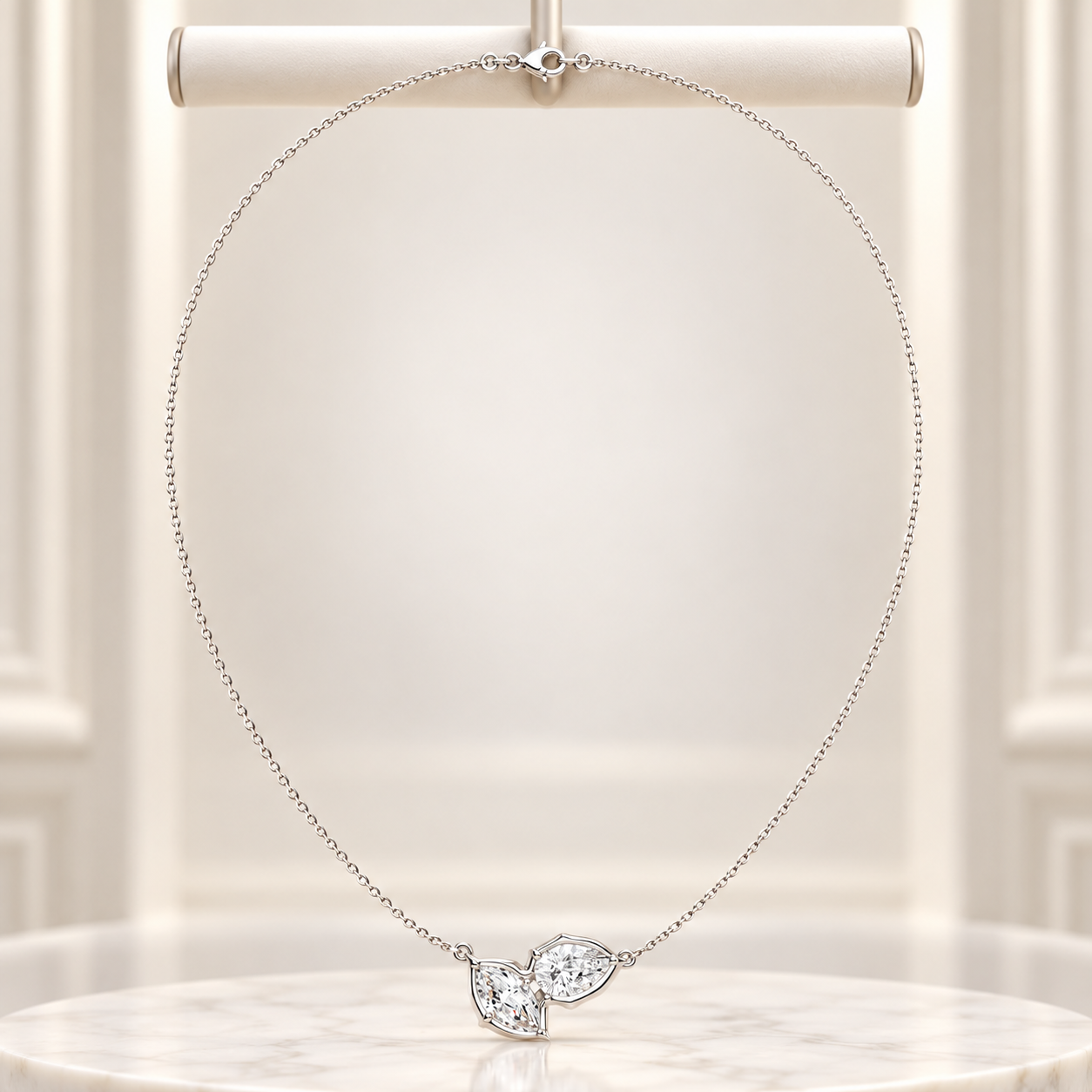 Pear & Marquise Diamond Leaf Pendant in 14K & 18K Gold
