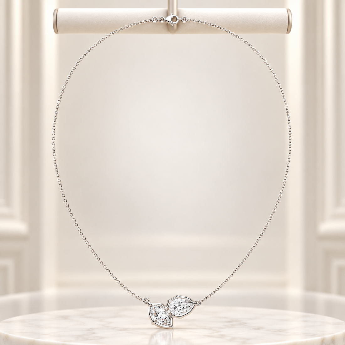 Pear & Marquise Diamond Leaf Pendant in 14K & 18K Gold