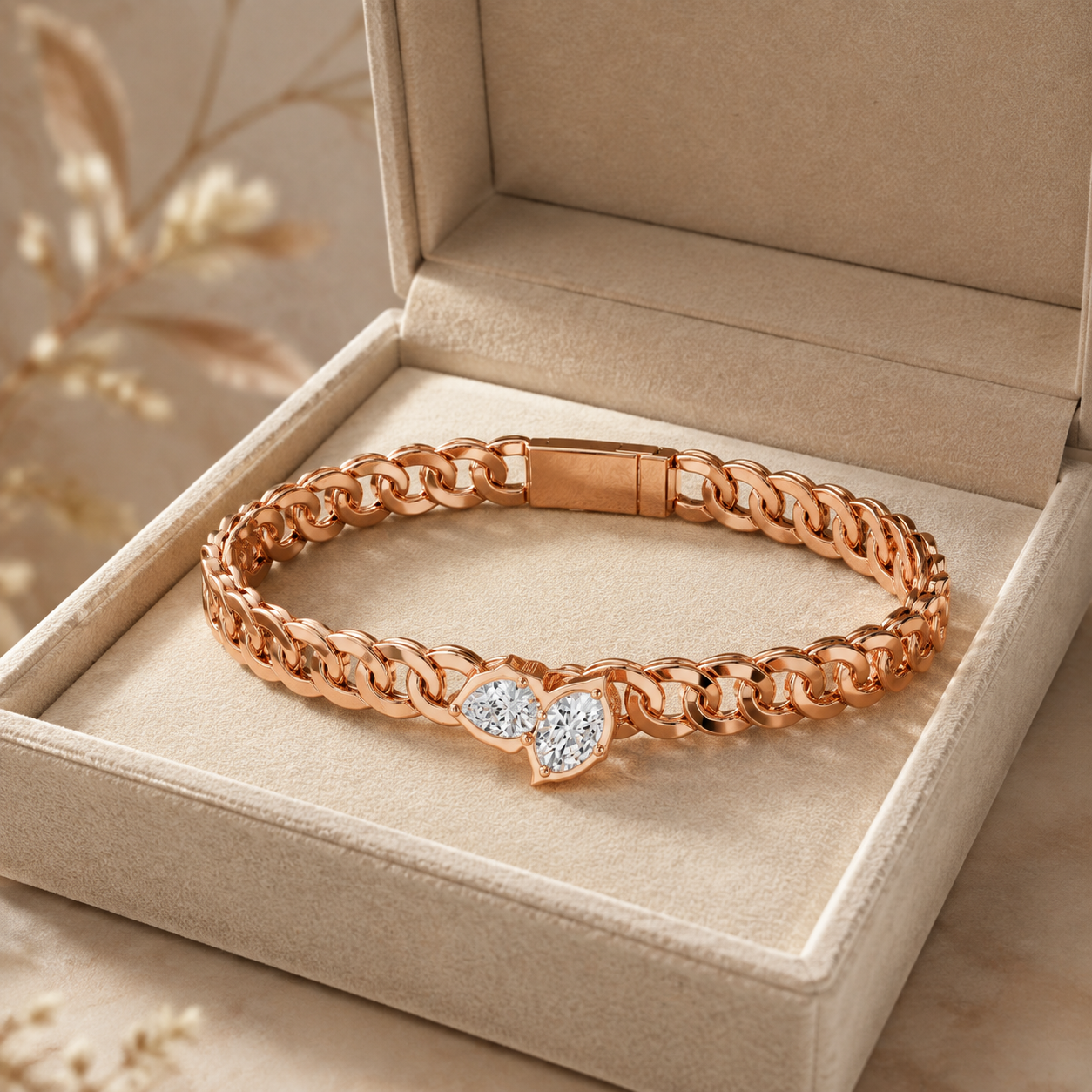 1.03 CTW Pear & Oval Diamond Men’s Bracelet in 14K & 18K Gold