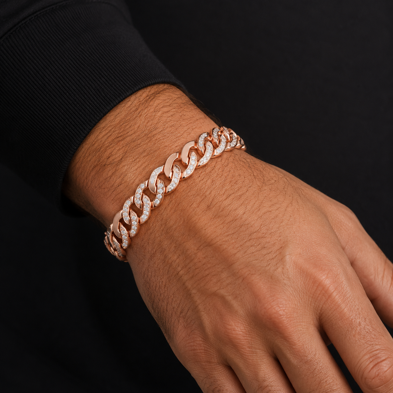 1.10 CTW Pave Diamond Cuban Link Men’s Bracelet in 14K & 18K Gold