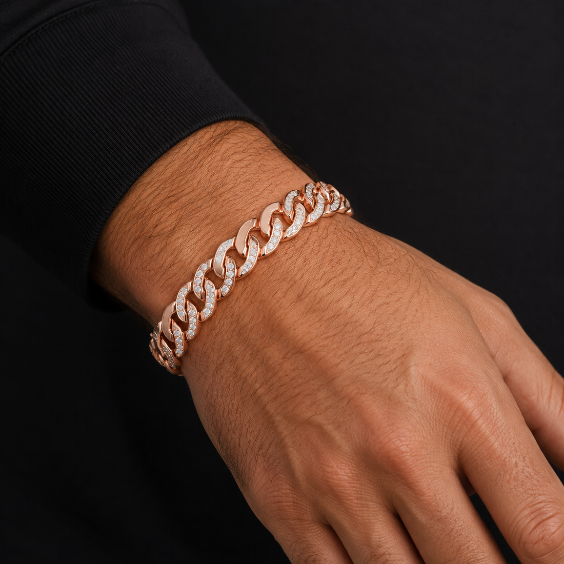 1.10 CTW Pave Diamond Cuban Link Men’s Bracelet in 14K & 18K Gold