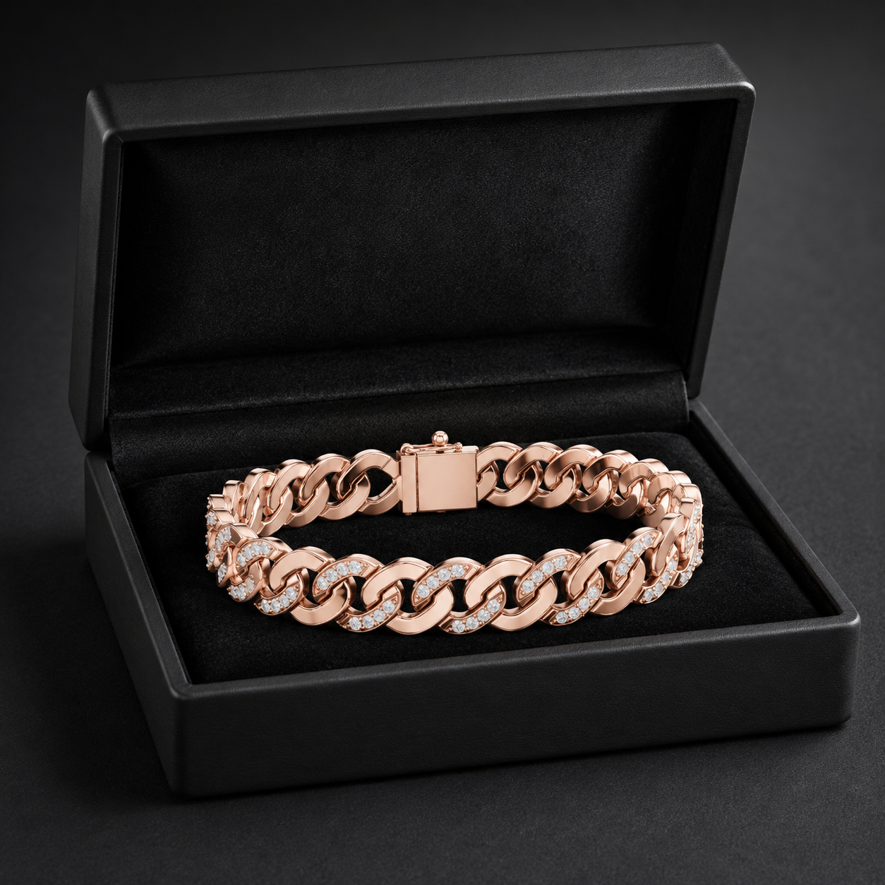 1.10 CTW Pave Diamond Cuban Link Men’s Bracelet in 14K & 18K Gold