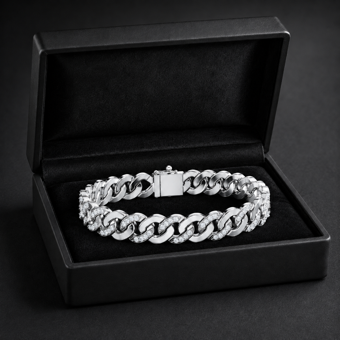 1.10 CTW Pave Diamond Cuban Link Men’s Bracelet in 14K & 18K Gold