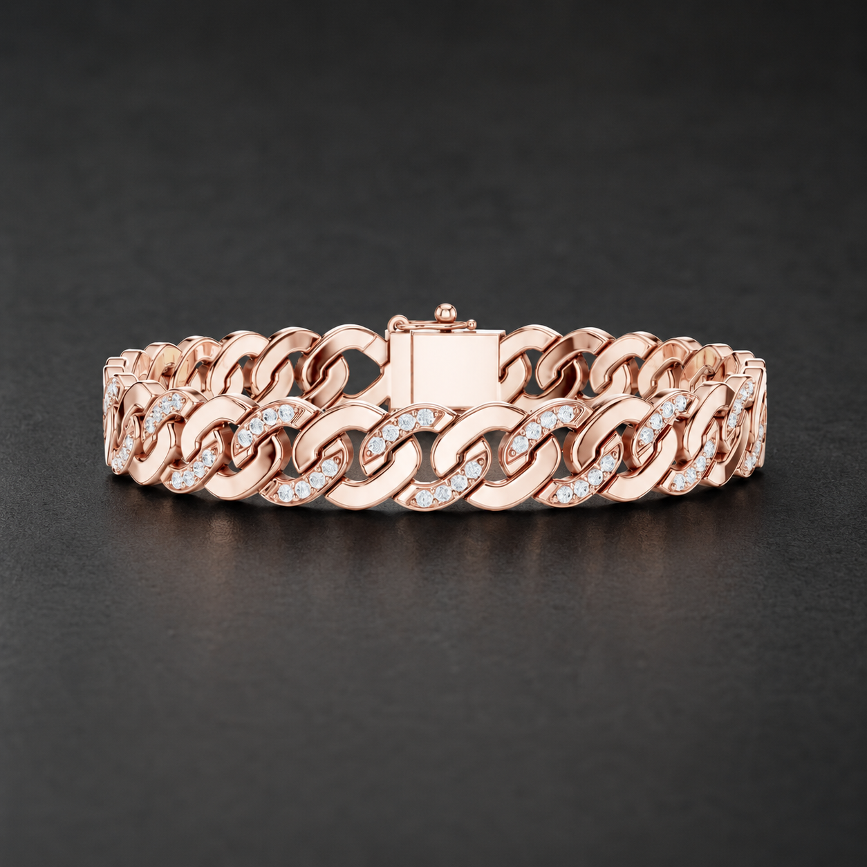 1.10 CTW Pave Diamond Cuban Link Men’s Bracelet in 14K & 18K Gold