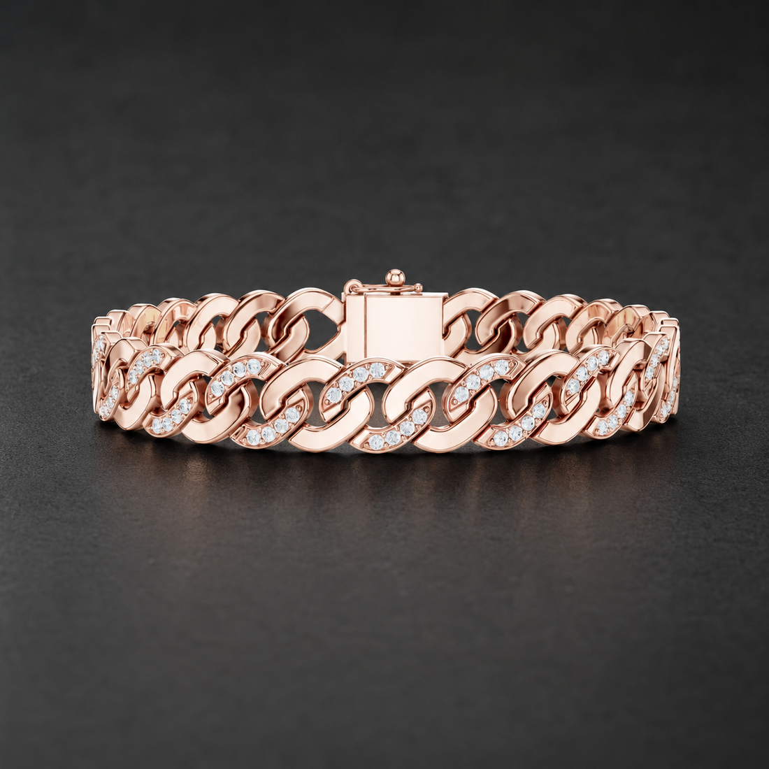 1.10 CTW Pave Diamond Cuban Link Men’s Bracelet in 14K & 18K Gold