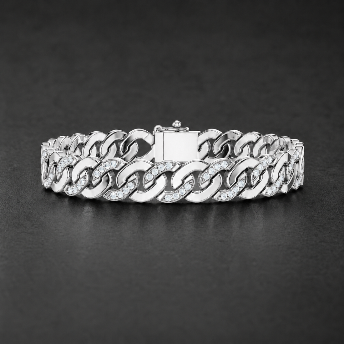 1.10 CTW Pave Diamond Cuban Link Men’s Bracelet in 14K & 18K Gold