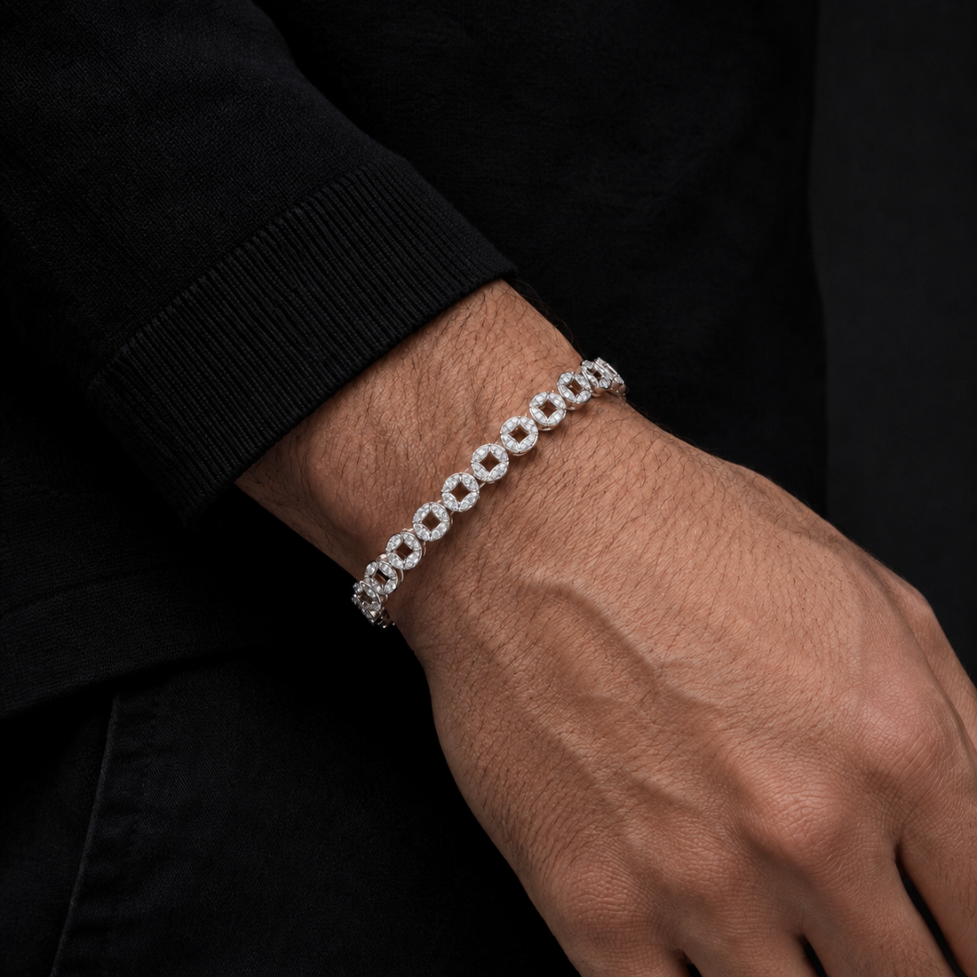 3.40 CTW Marquise Diamond Men’s Bracelet in 14K & 18K Gold
