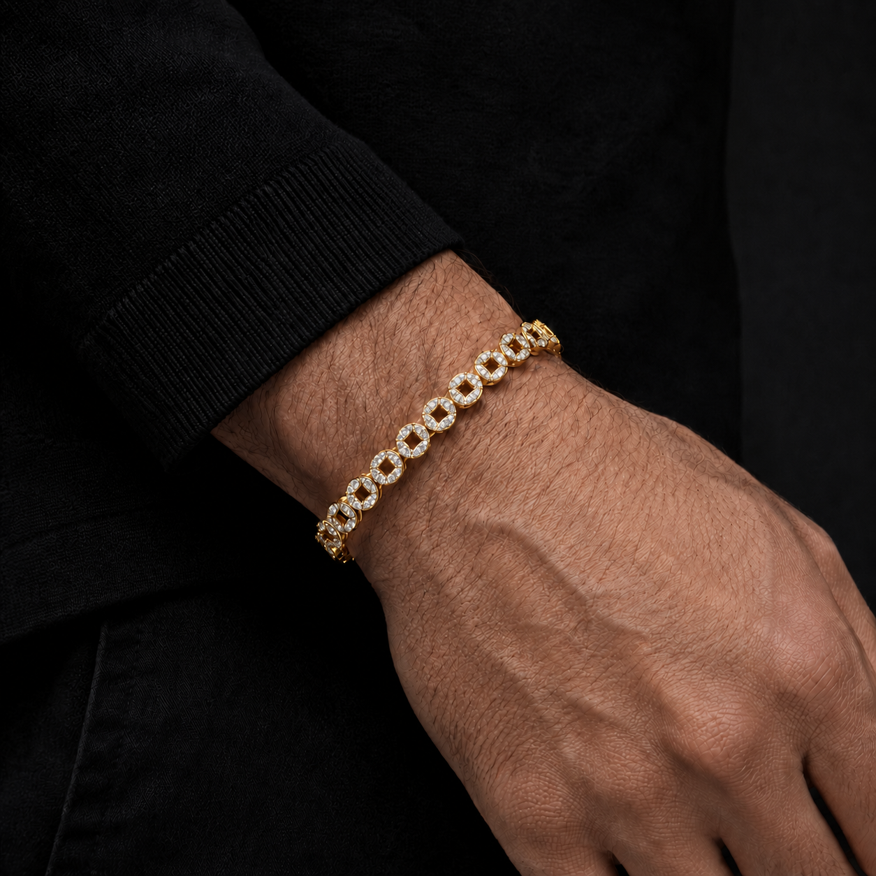 3.40 CTW Marquise Diamond Men’s Bracelet in 14K & 18K Gold