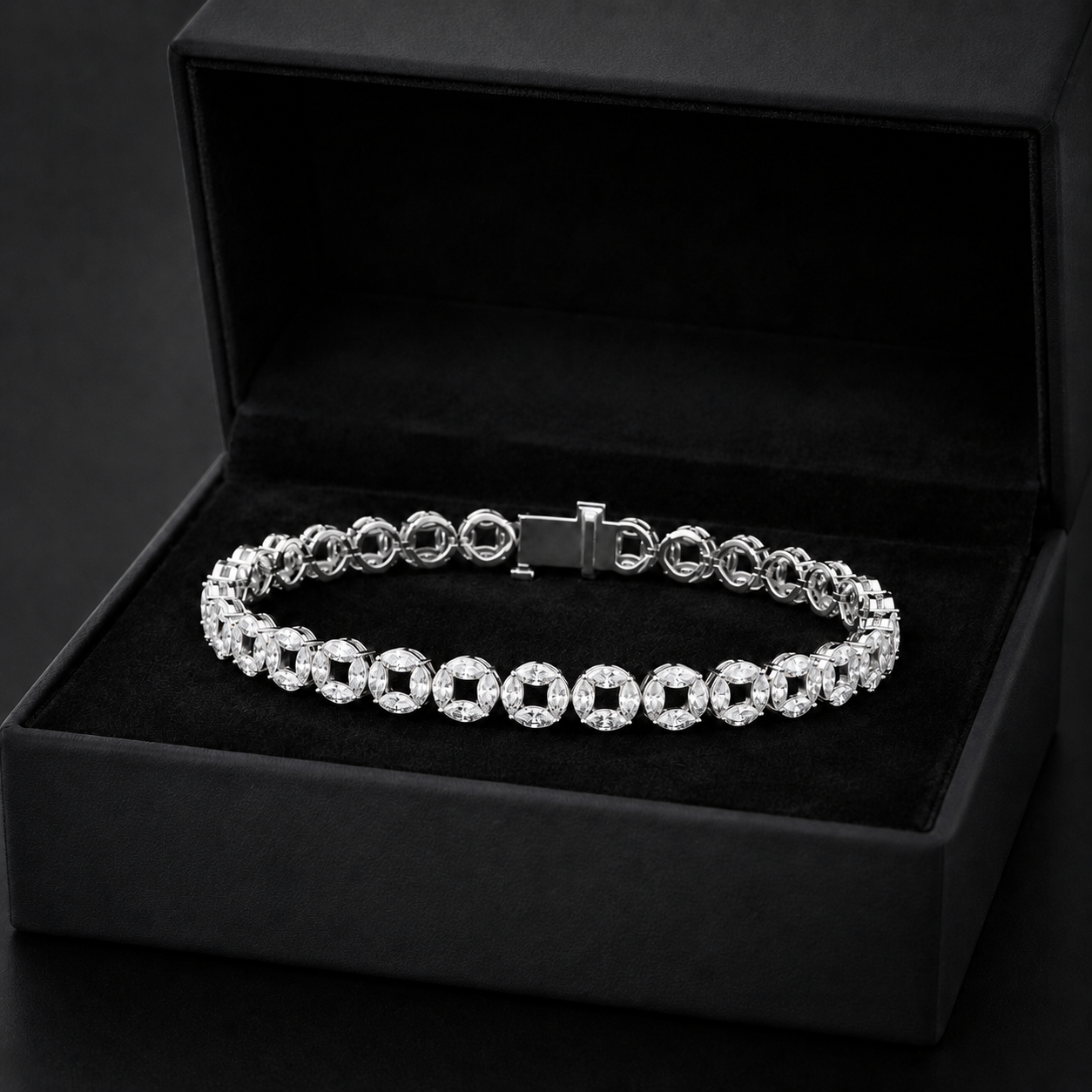 3.40 CTW Marquise Diamond Men’s Bracelet in 14K & 18K Gold