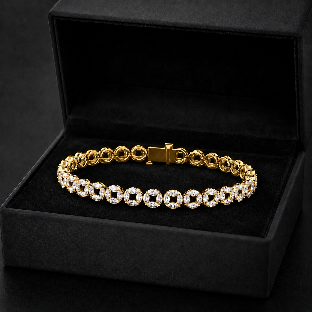 3.40 CTW Marquise Diamond Men’s Bracelet in 14K & 18K Gold