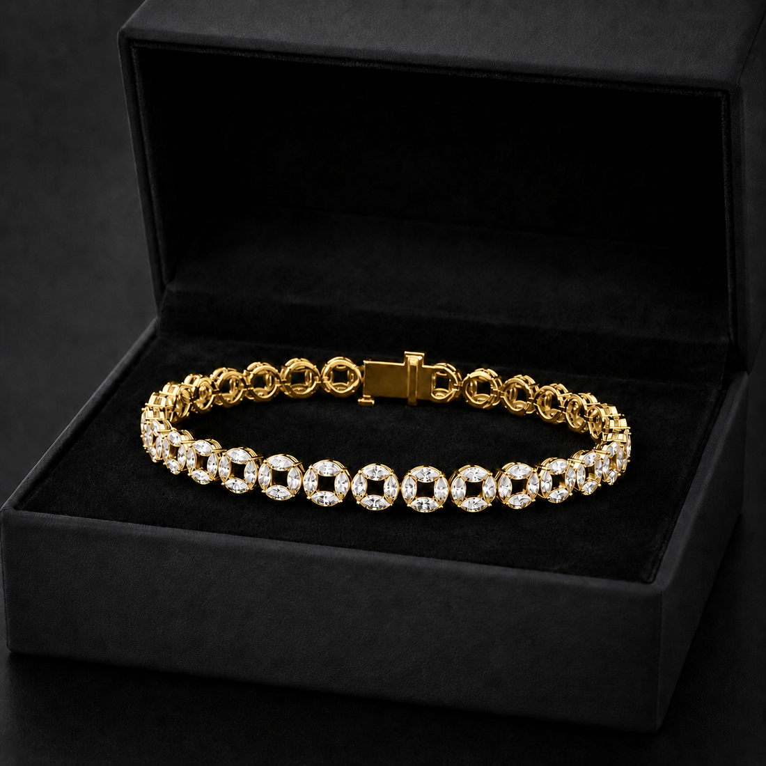 3.40 CTW Marquise Diamond Men’s Bracelet in 14K & 18K Gold