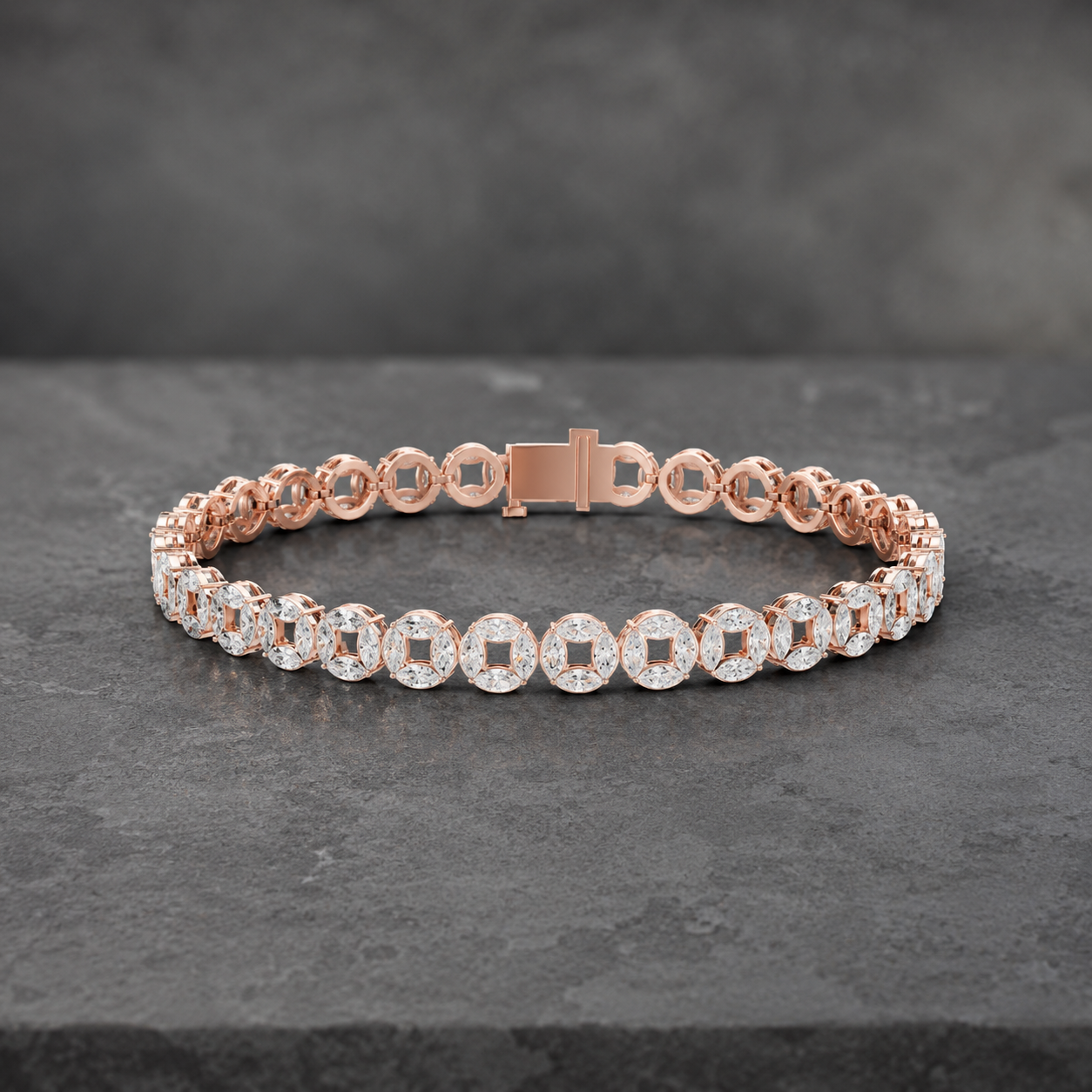 3.40 CTW Marquise Diamond Men’s Bracelet in 14K & 18K Gold