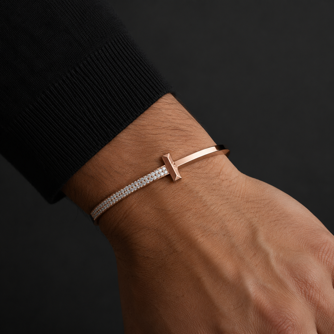 2.58 CTW Pavé Round Diamond Men’s Cuff Bracelet in 14K & 18K Gold